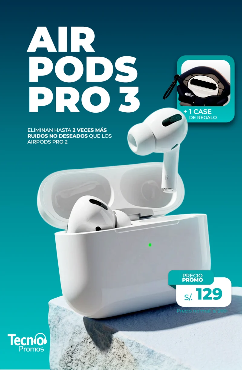 AirPods Pro 3ra Generación + Case de 🎁 (animado o color entero)