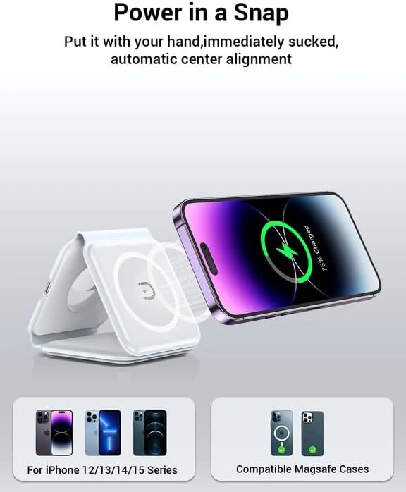 Cargador inalámbrico, magnético plegable 3 en 1 — foto 3