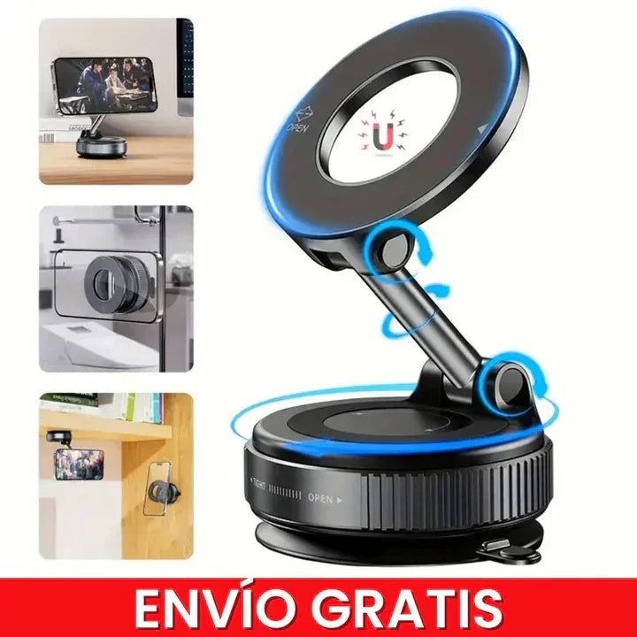 Holder Pro 360° / Soporte Completo Magnético giratorio de 360° para teléfono móvil con succión al vacío, manos libres y extensible para auto, gimnasio, espejo y ducha. — foto 1