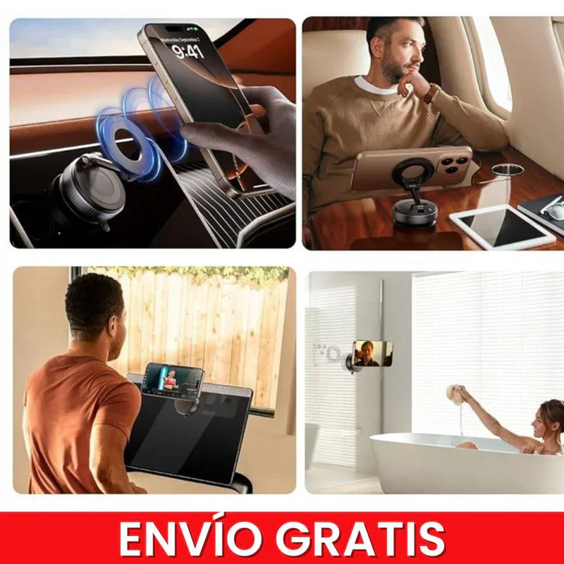 Holder Pro 360° / Soporte Completo Magnético giratorio de 360° para teléfono móvil con succión al vacío, manos libres y extensible para auto, gimnasio, espejo y ducha. — foto 2